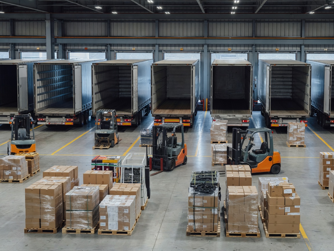 Loading bay prepared for a scheduled freight dispatch